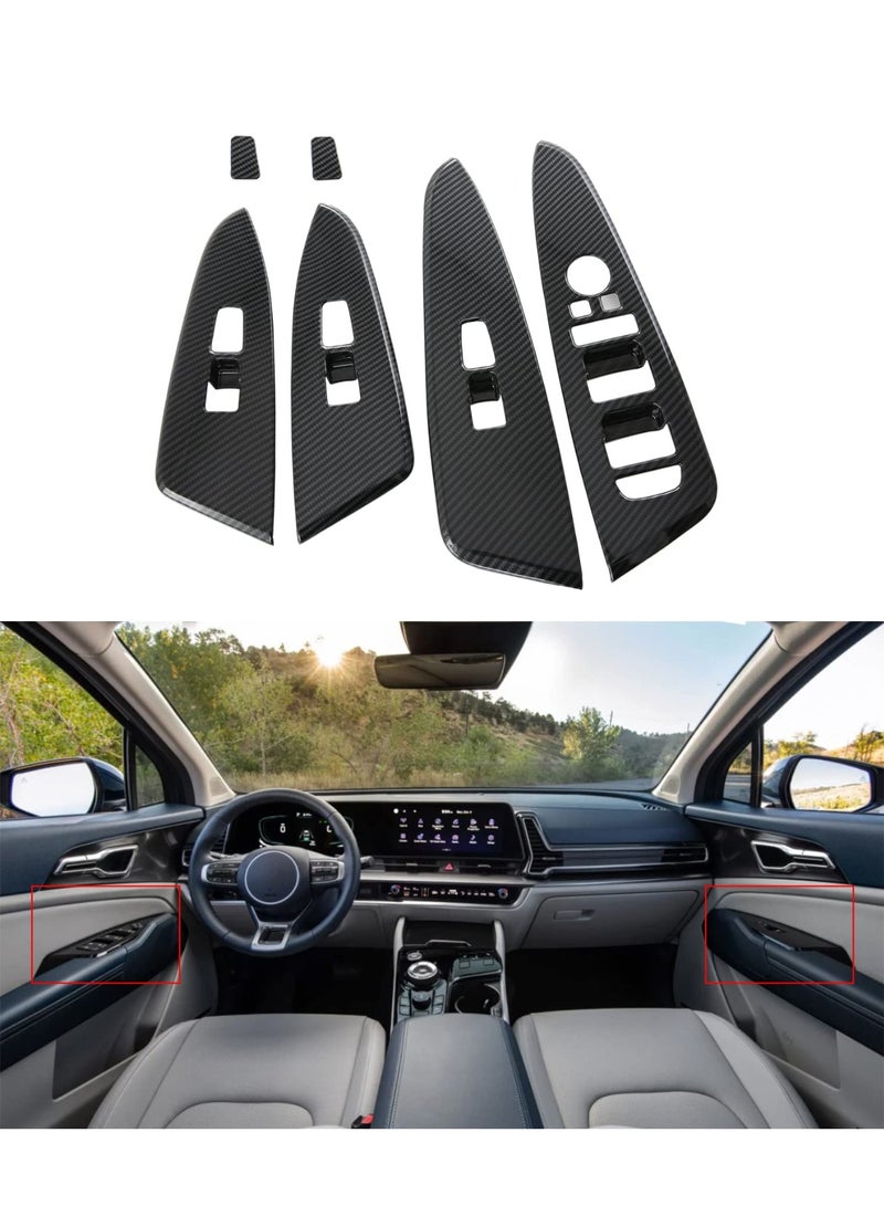 KISSUN for 2023-2025 Kia Sportage Hybrid Carbon Fiber Style Interior Side Windows Lift Door Panel Frame Cover Trim LHD 6-pc - Image 1